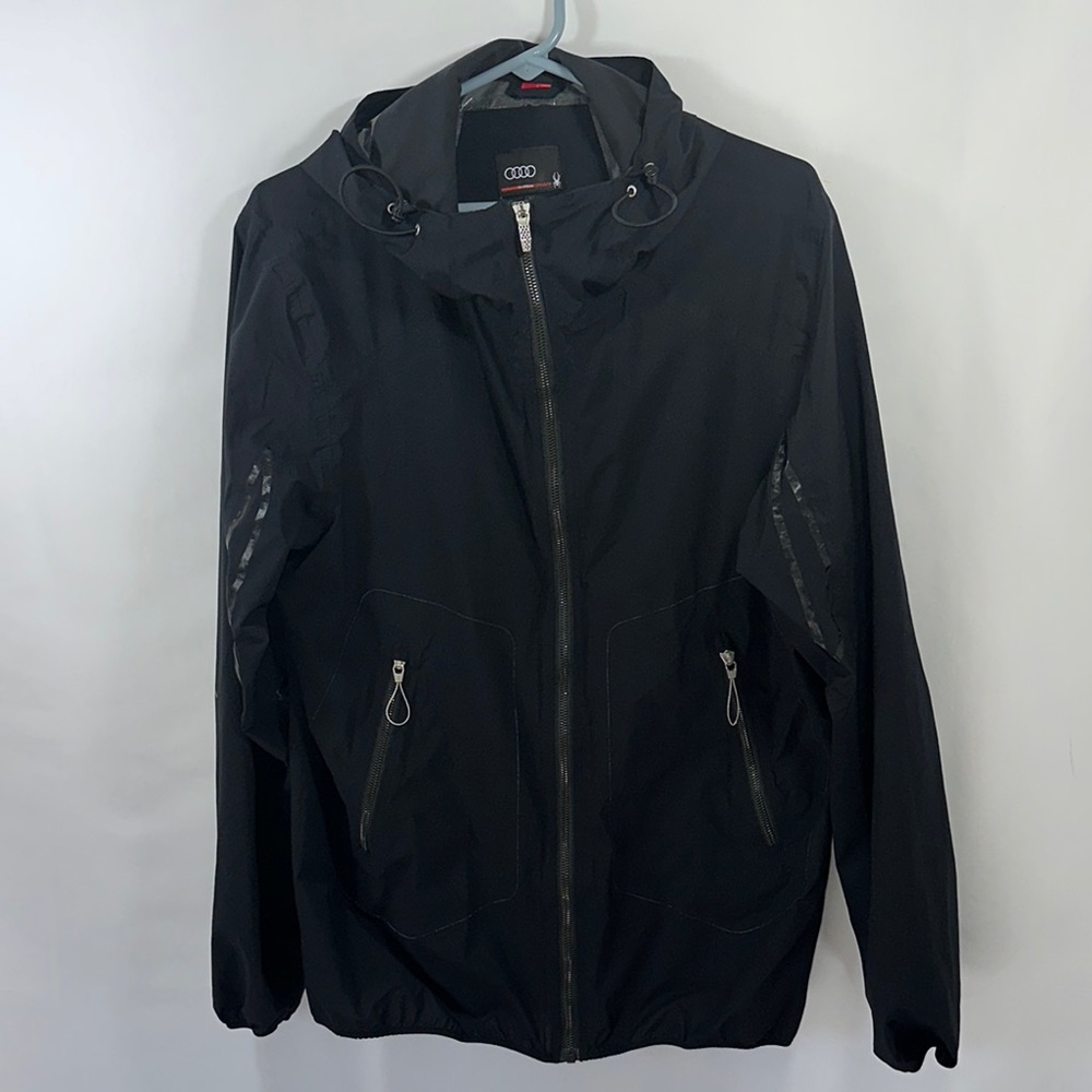 Spyder Black Hooded Wind Jacket Size L